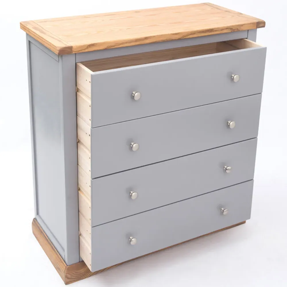 Bicarri 4 Drawer Chest of Drawers with Chrome Knobs - Grey