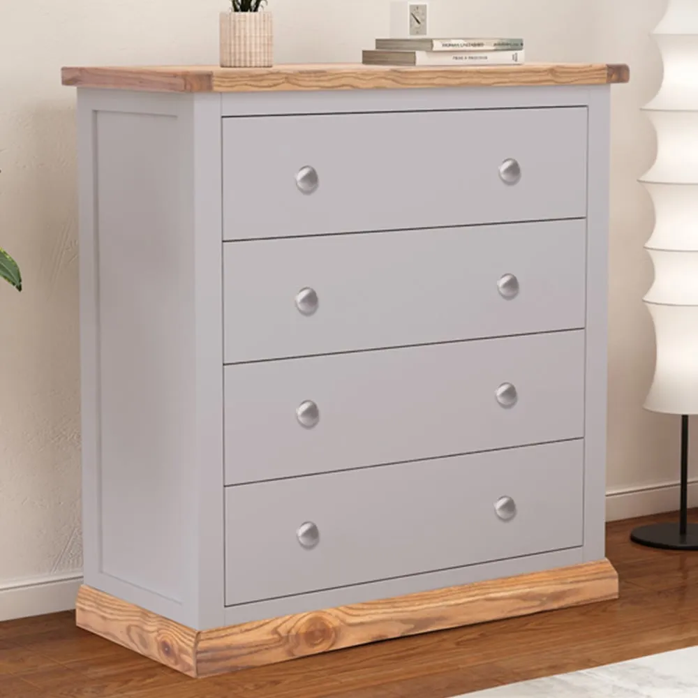 Bicarri 4 Drawer Chest of Drawers with Chrome Knobs - Grey image