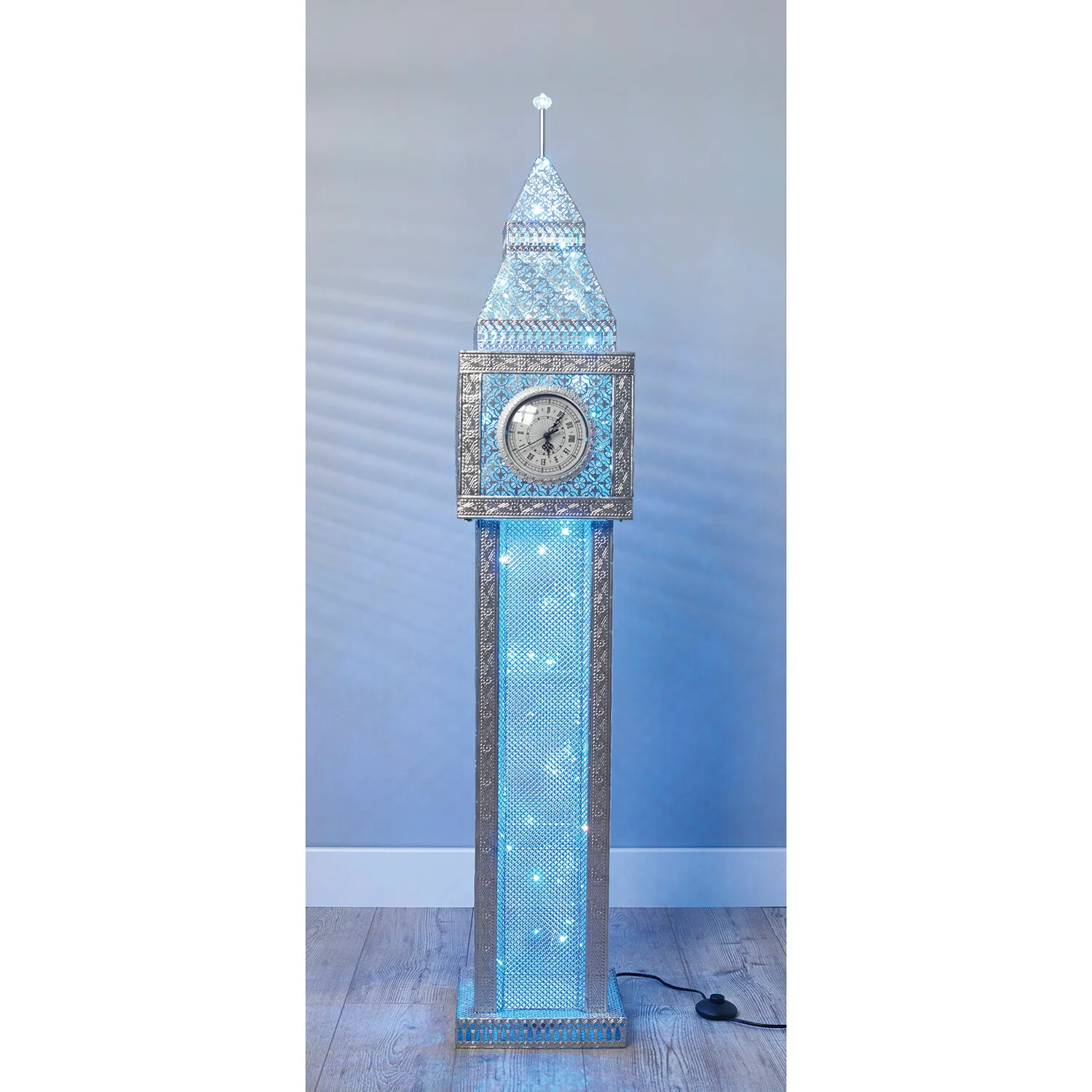 Big Ben Floor Lamp with Clock - Silver