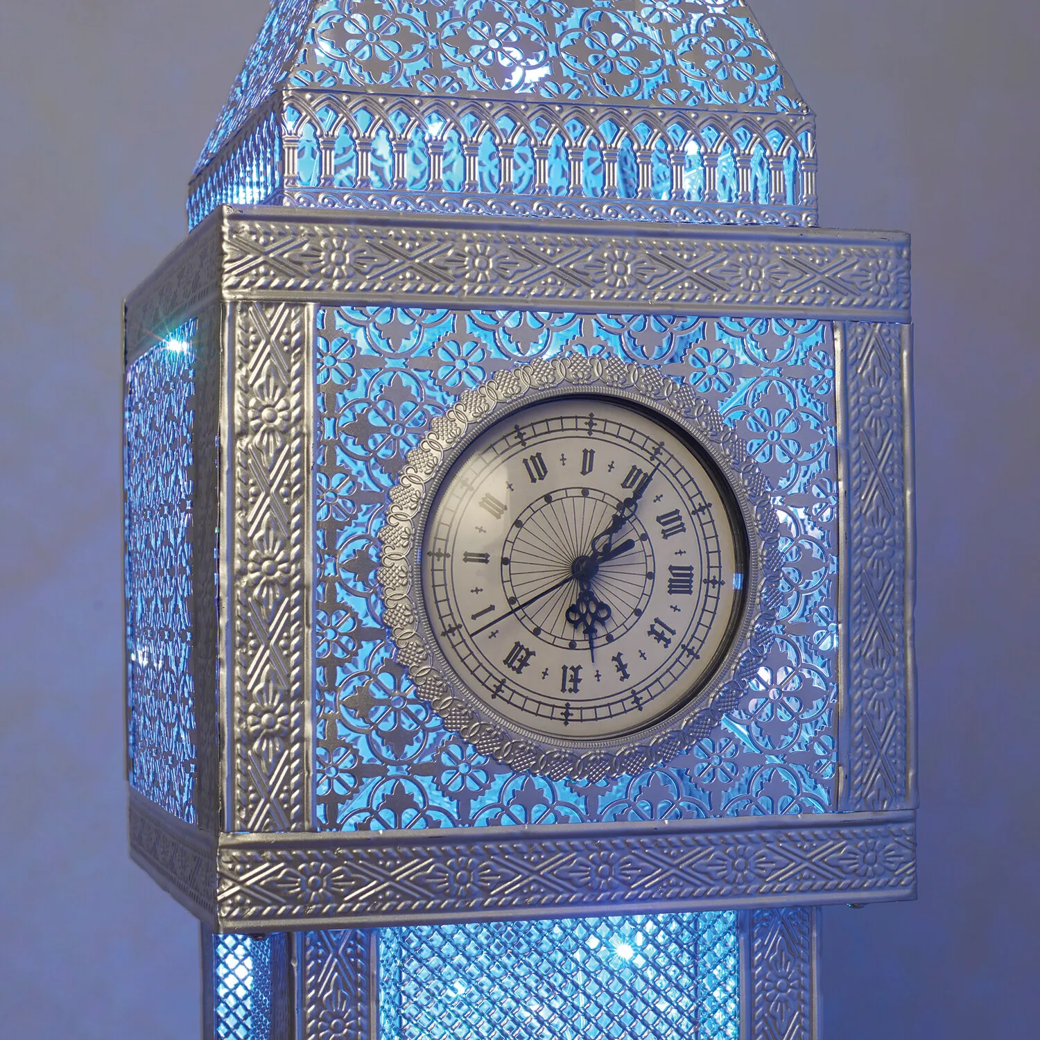 Big Ben Floor Lamp with Clock - Silver