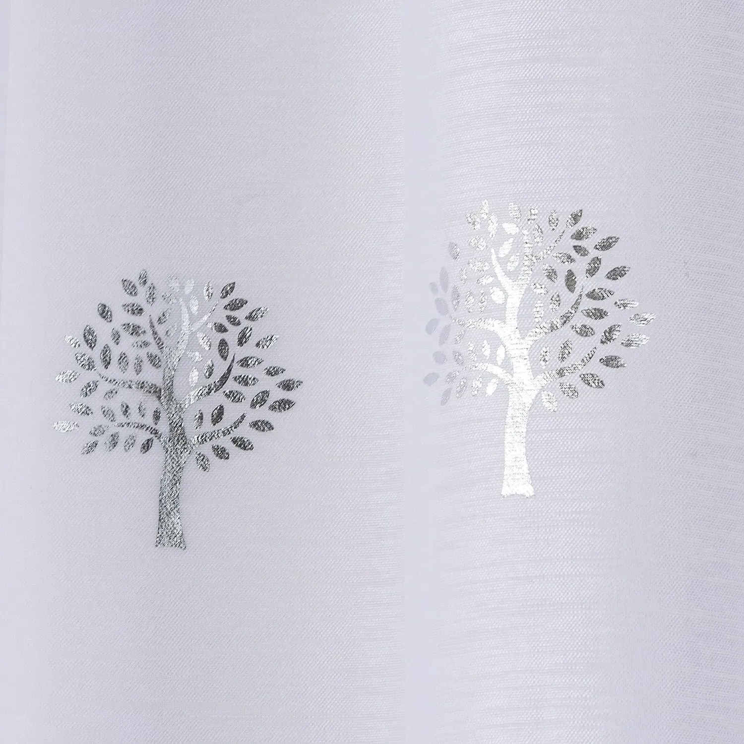 Birch Curtain Panel with Tree Design - White