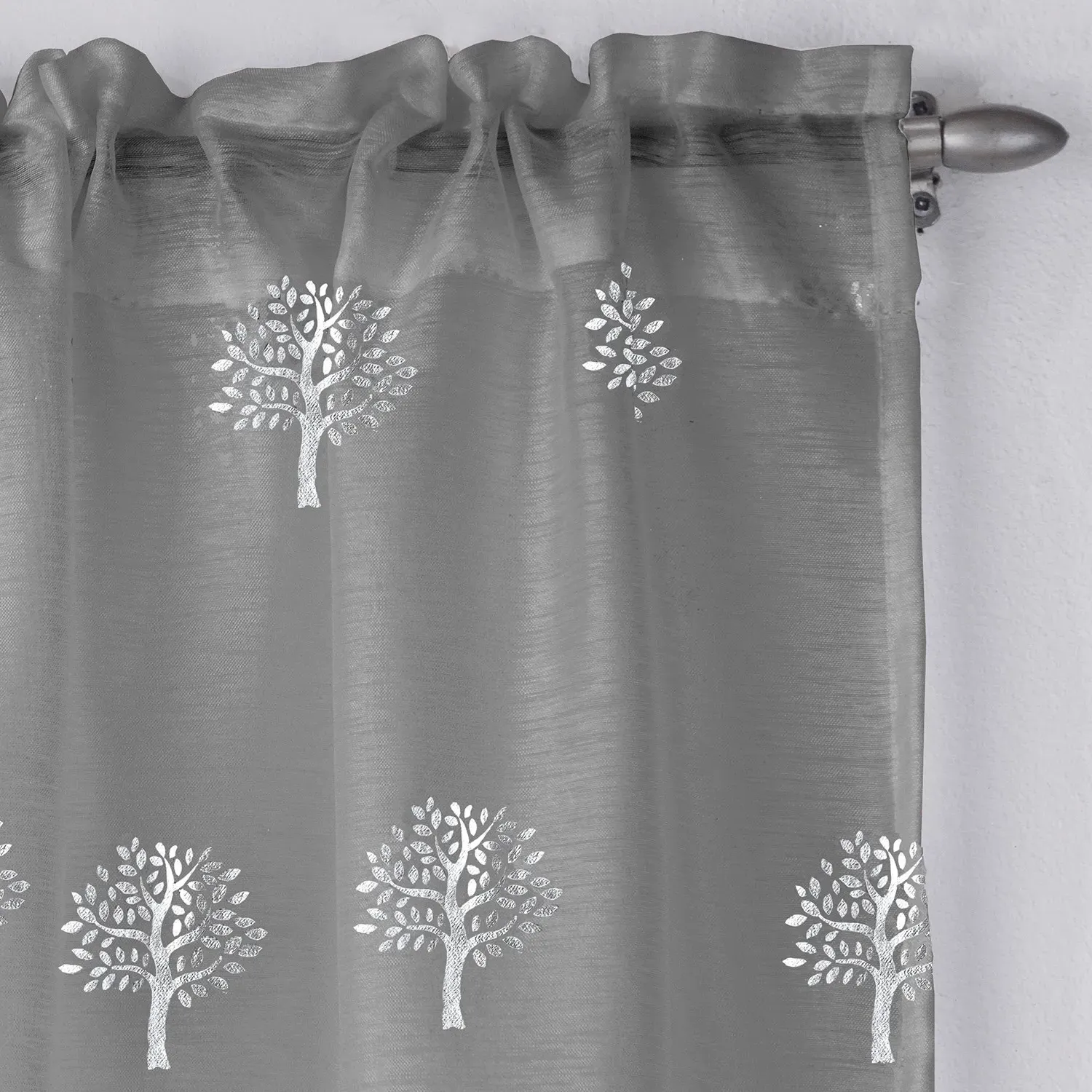 Birch Panel Voile Curtain - Silver