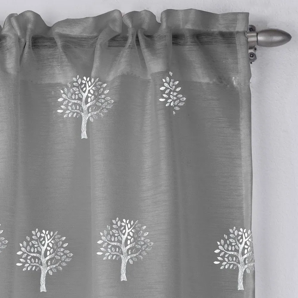 Birch Panel Voile Curtain - Silver