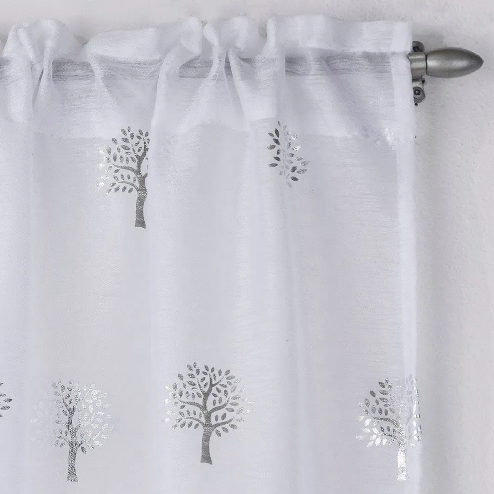 Birch Panel Voile Curtain - White