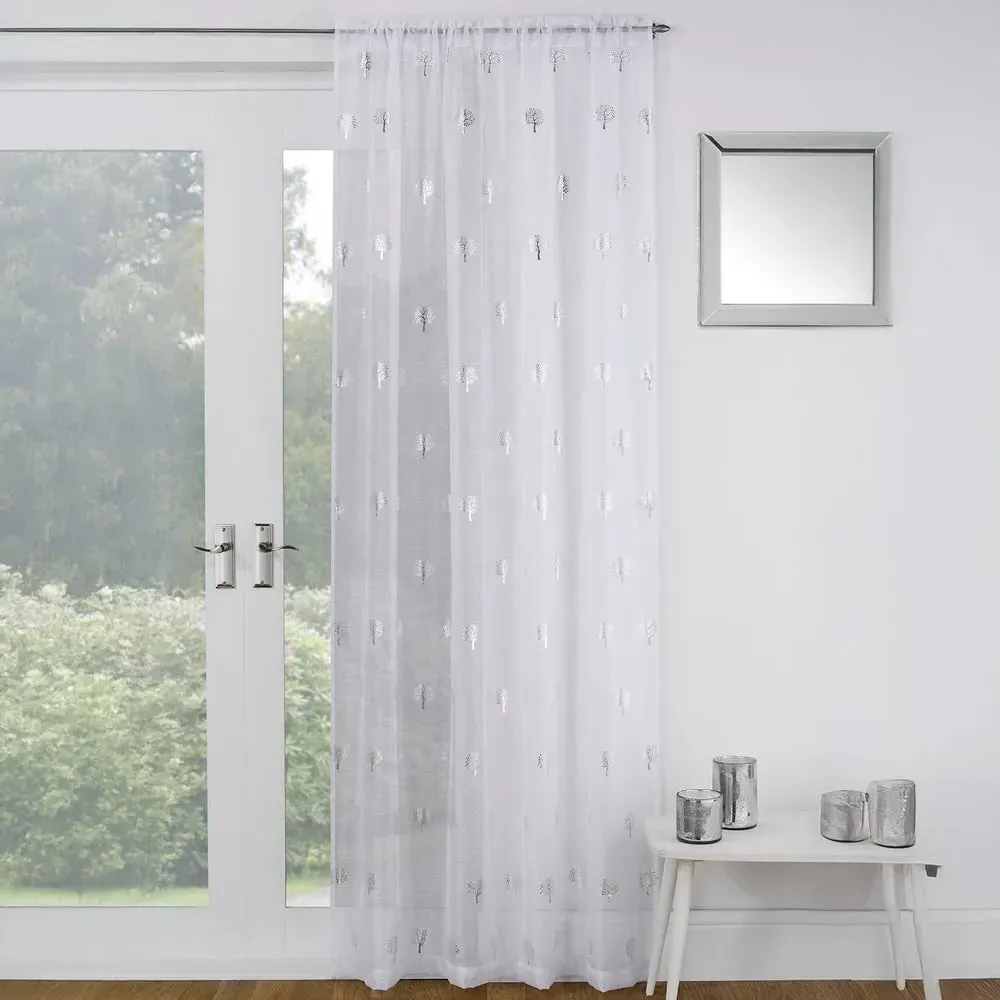 Birch Panel Voile Curtain - White image