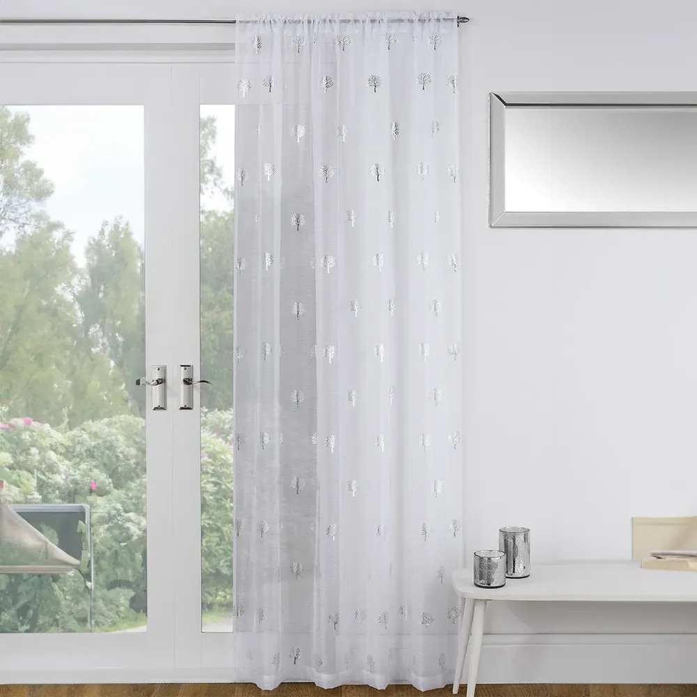 Birch Voile Curtain Panel - White
