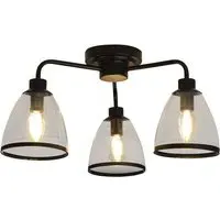 Black Edge 3 Light Ceiling Fitting - Black, Glass