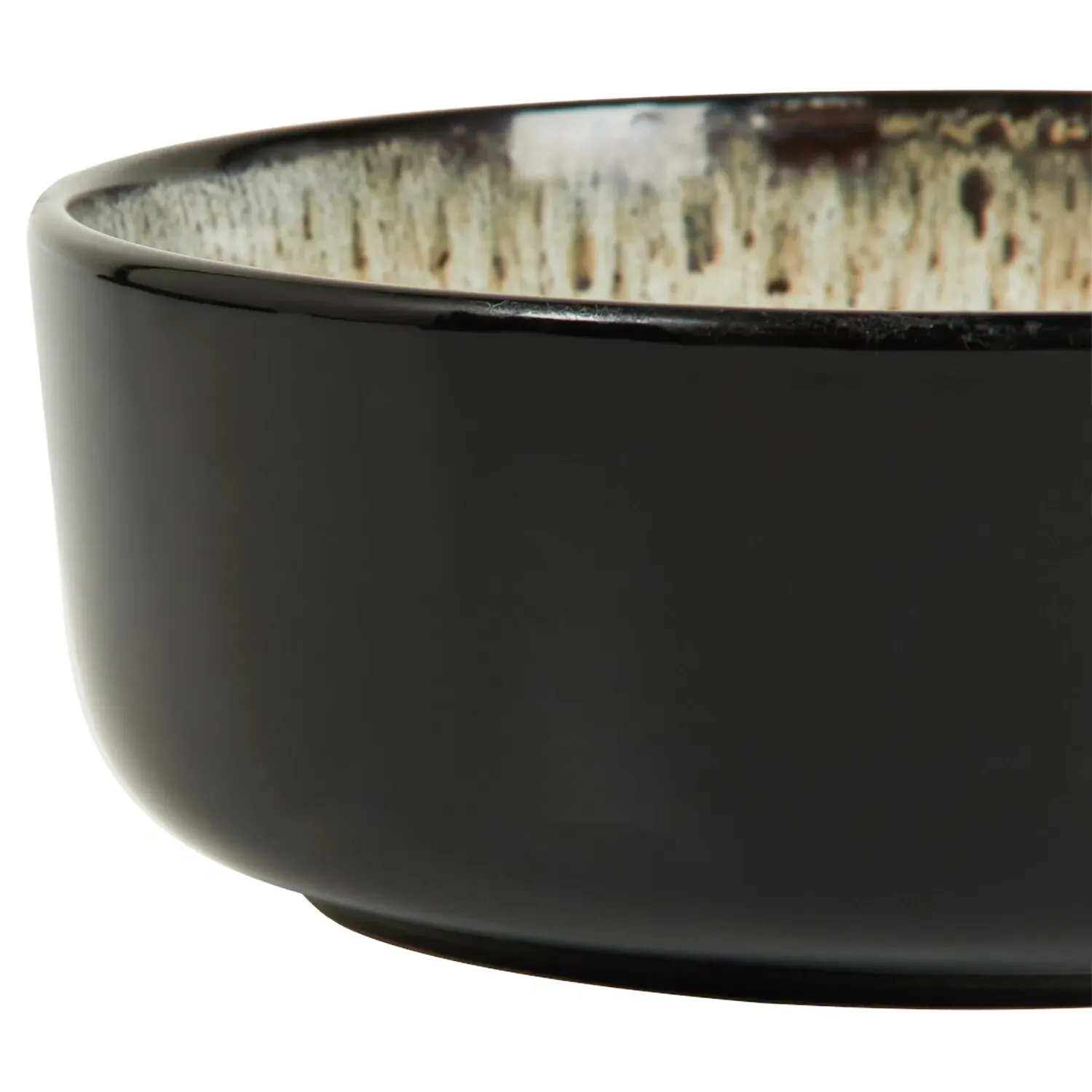 Black Kyanite Rice Bowl - Black and White