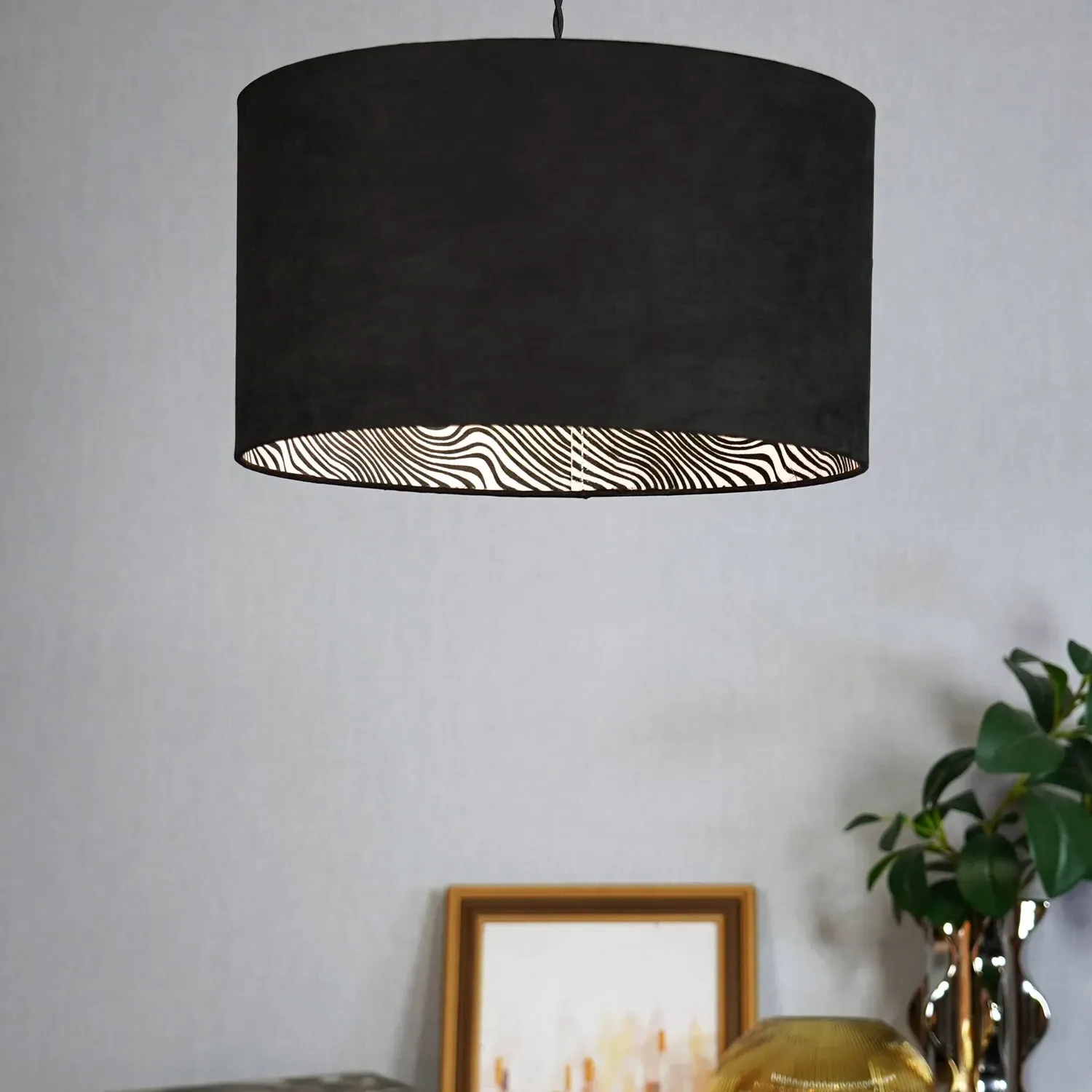 Black Zebra Lamp Shade - Black, White