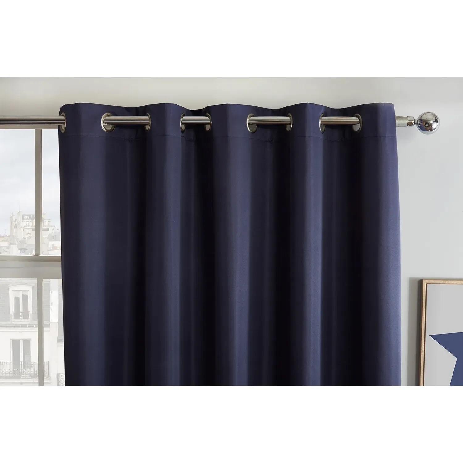 Blackout Eyelet Curtains - Blue
