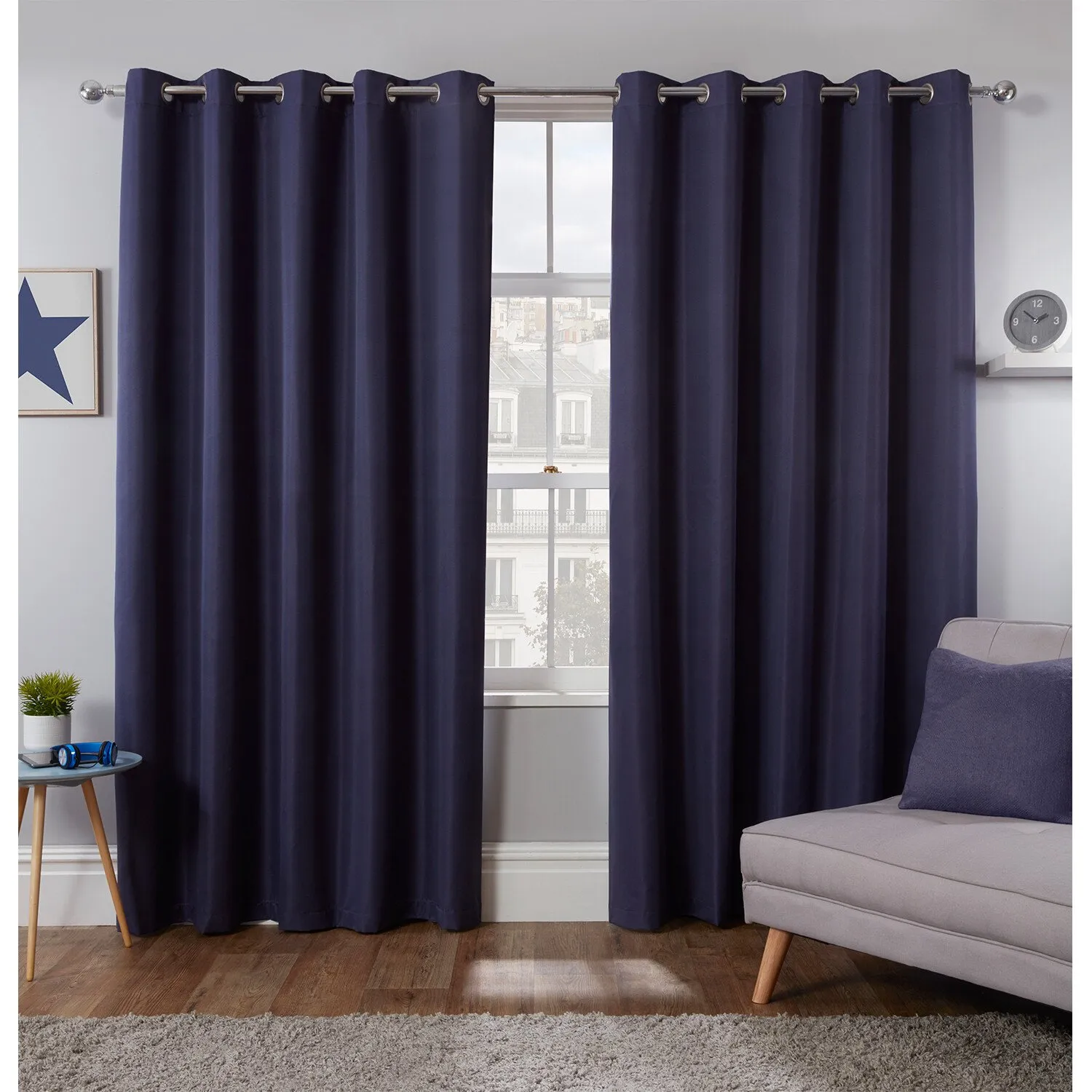 Blackout Eyelet Curtains - Blue image
