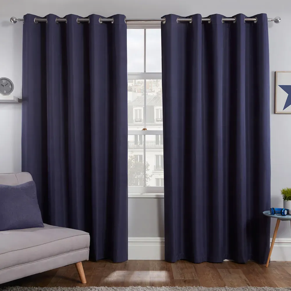 Blackout Eyelet Curtains - Blue