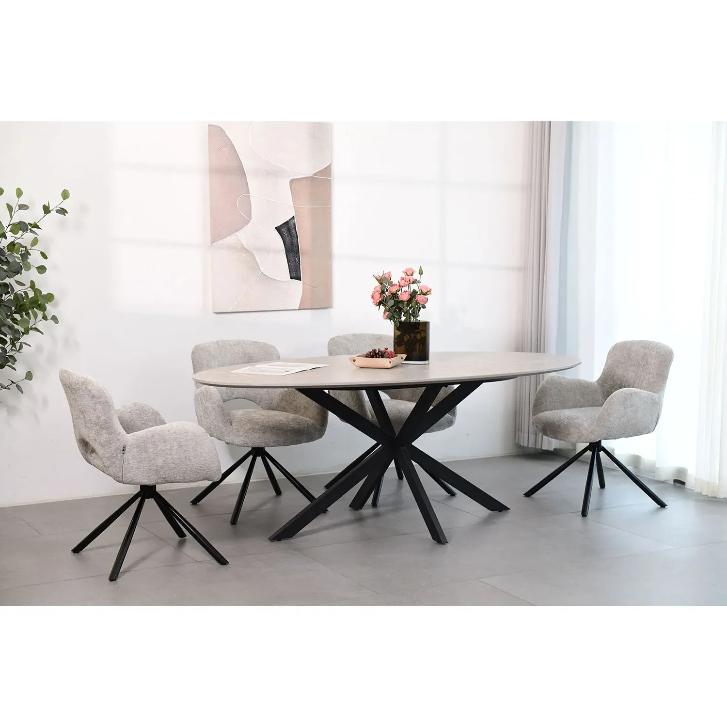 Blaine Swivel Chair - Grey, Chenille