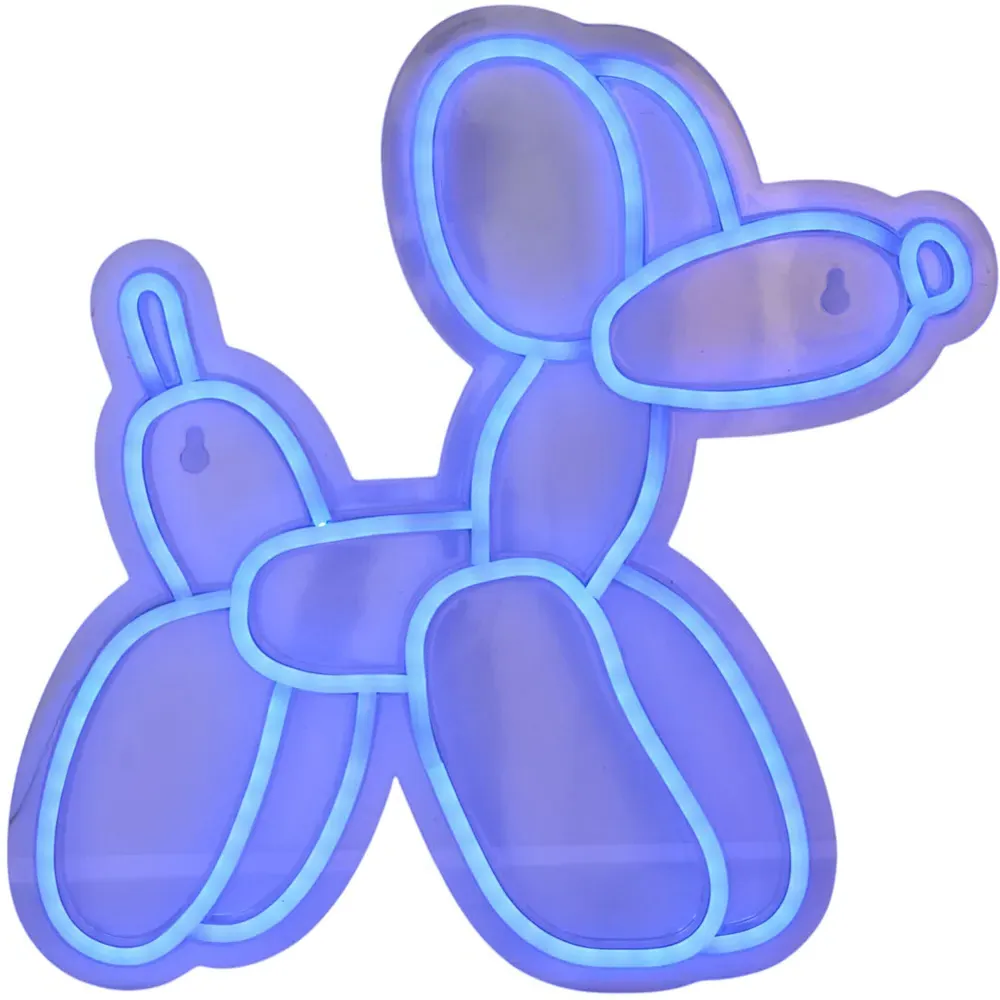 Blue Balloon Dog Neon Sign - White