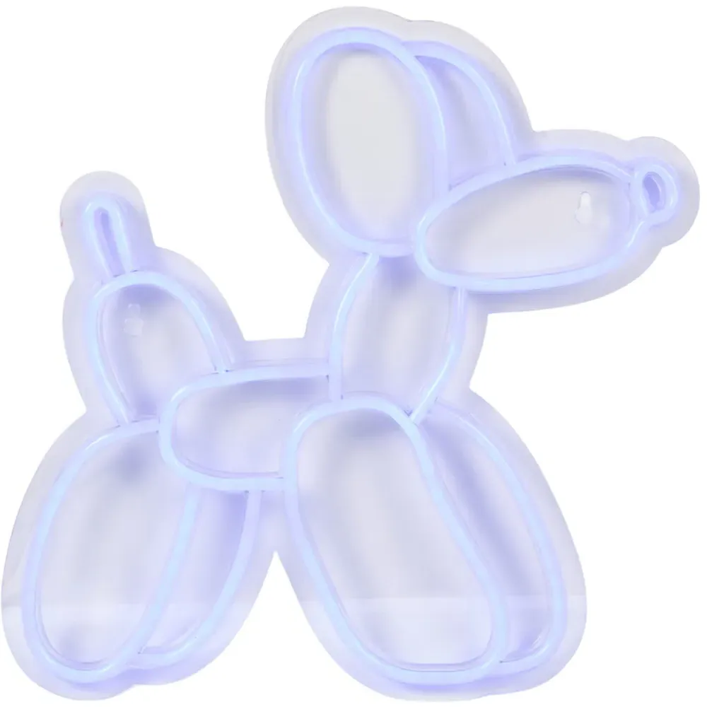 Blue Balloon Dog Neon Sign - White