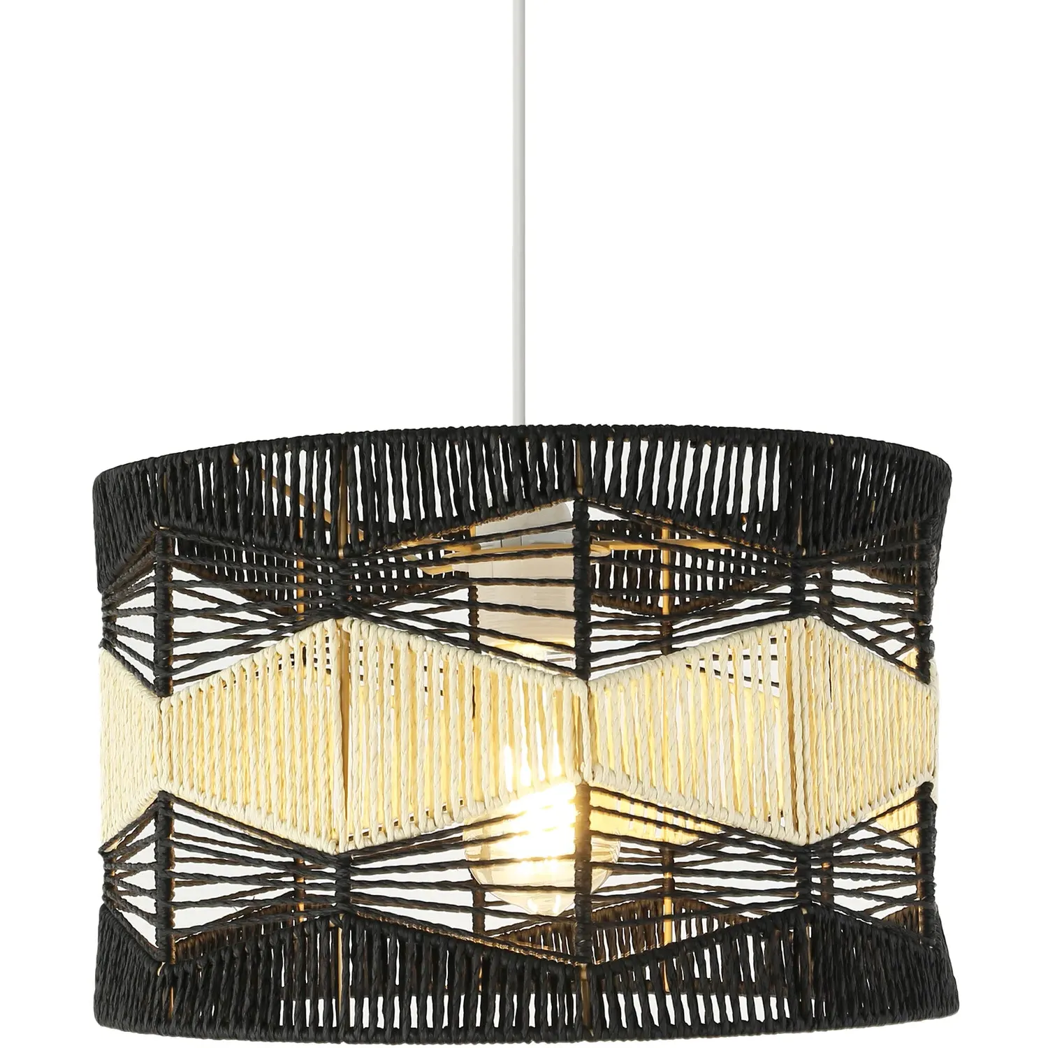 Bobo Lamp Shade - Black, Natural Rattan