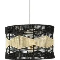 Bobo Lamp Shade - Black, Natural Rattan