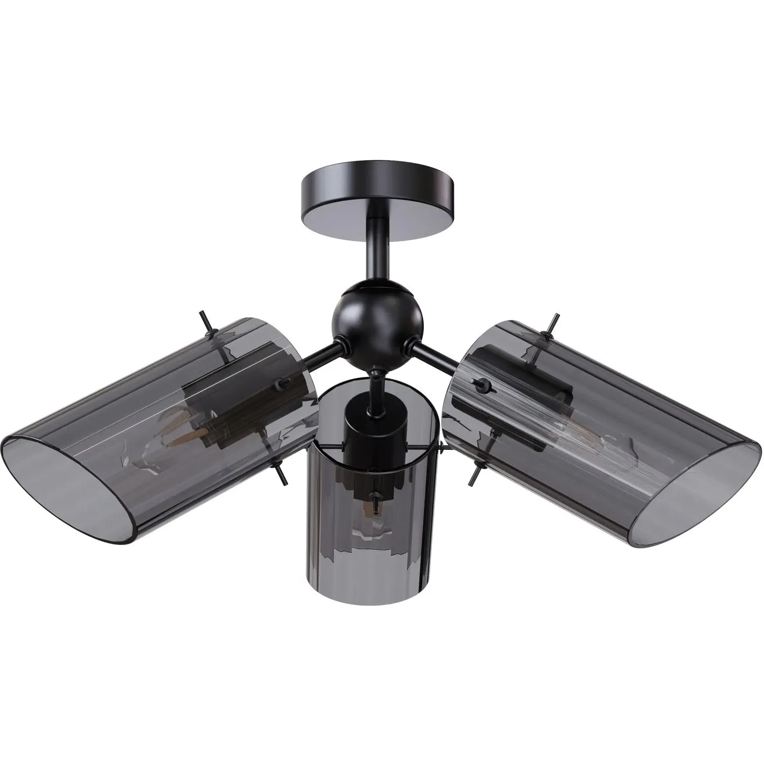 Bodhi 3 Arm Flush Ceiling Fitting - Black