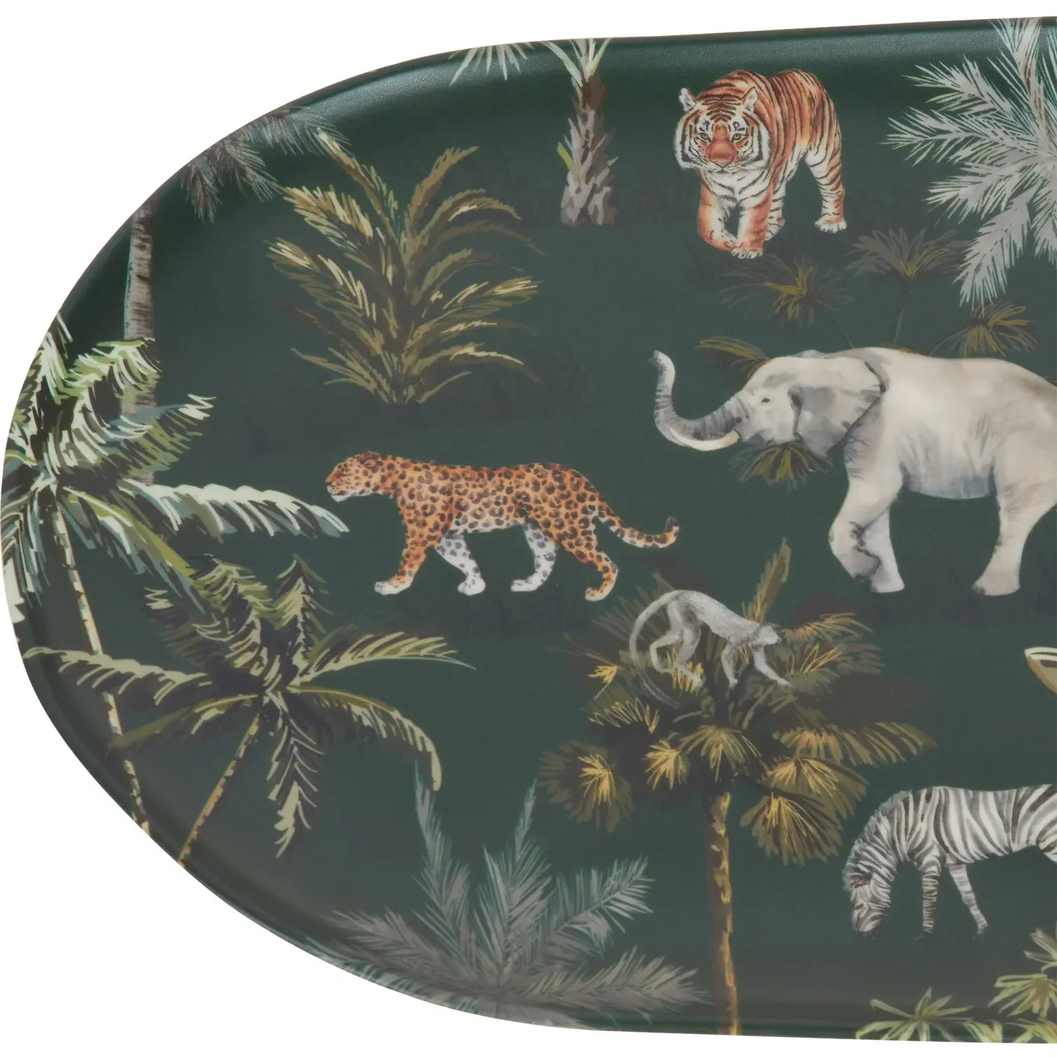 Boho Jungle Serving Platter - Dark Green