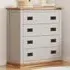 Bomporto 4-Drawer Chest of Drawers with Brass Drop Handles - Grey, Pine