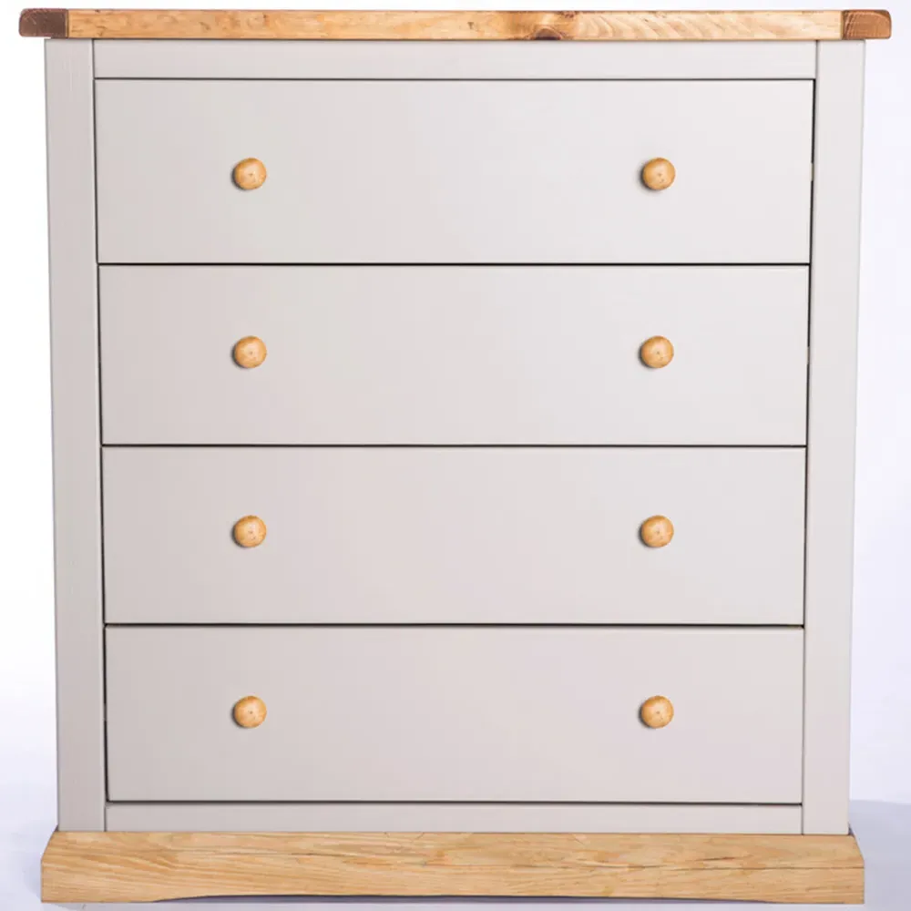 Bomporto 4-Drawer Chest of Drawers with Wood Knobs - Grey, Pine