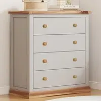 Bomporto 4-Drawer Chest of Drawers with Wood Knobs - Grey, Pine