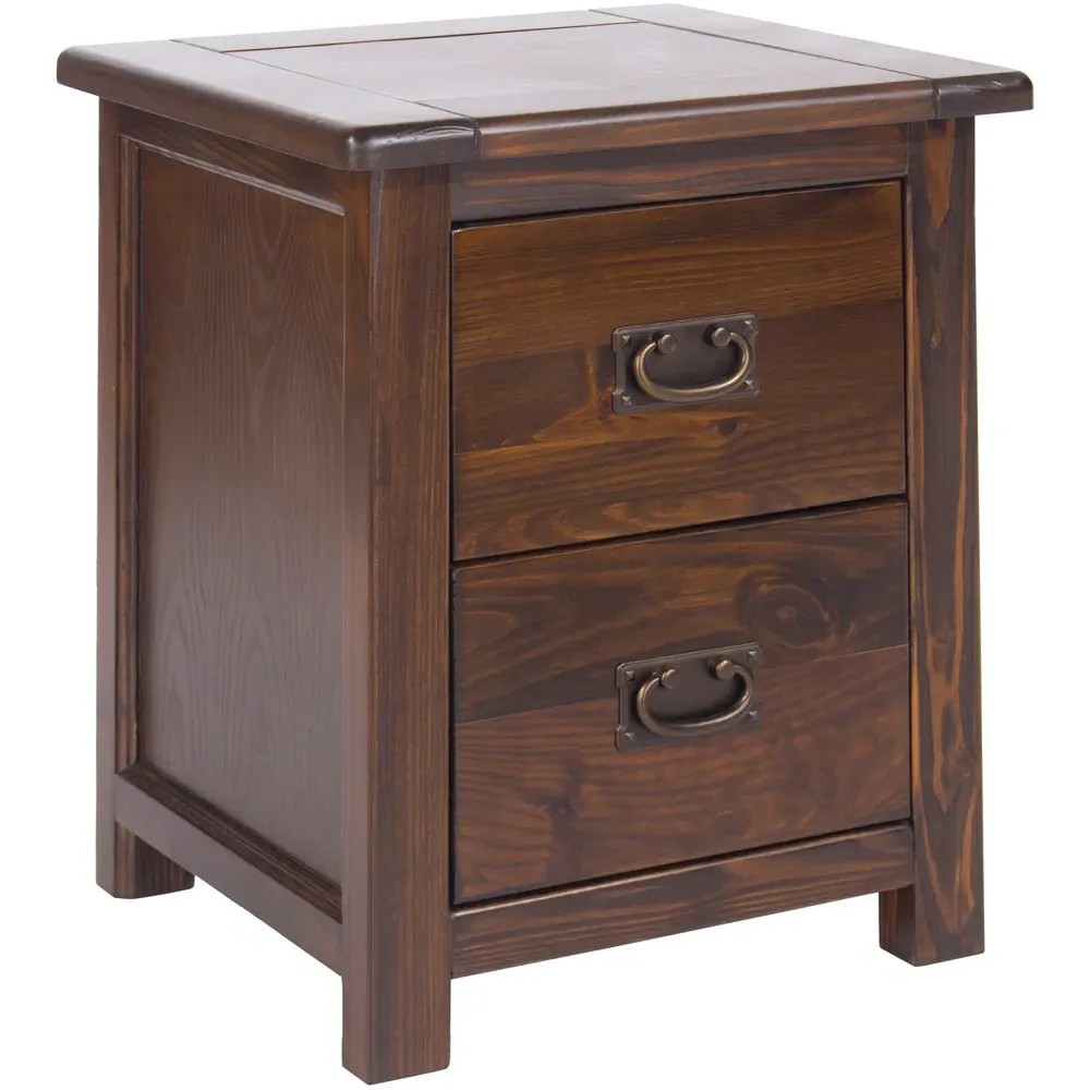 Boston 2 Drawer Bedside Table - Brown, Dark Lacquer