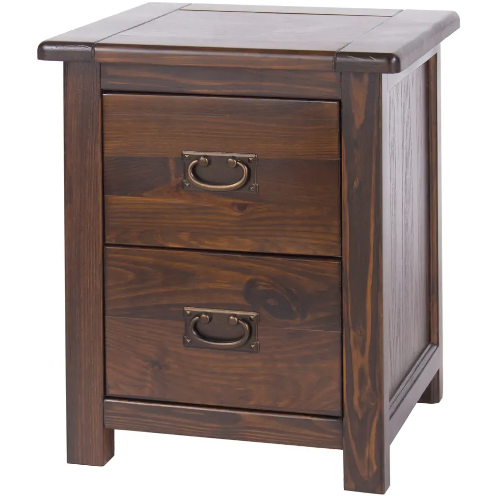 Boston 2 Drawer Bedside Table - Brown, Dark Lacquer