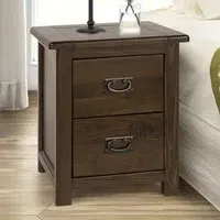 Boston 2 Drawer Bedside Table - Brown, Dark Lacquer