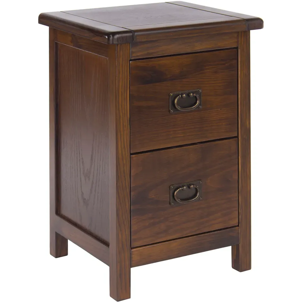 Boston 2 Drawer Petite Bedside Table - Brown, Dark Lacquer