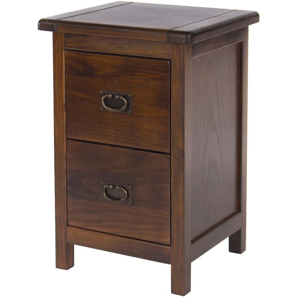 Boston 2 Drawer Petite Bedside Table - Brown, Dark Lacquer