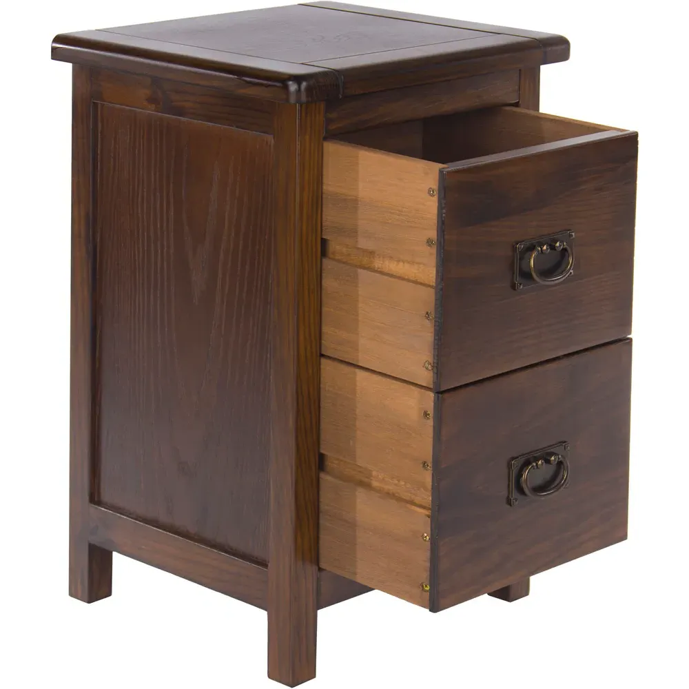 Boston 2 Drawer Petite Bedside Table - Brown, Dark Lacquer