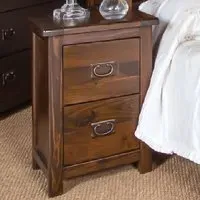 Boston 2 Drawer Petite Bedside Table - Brown, Dark Lacquer