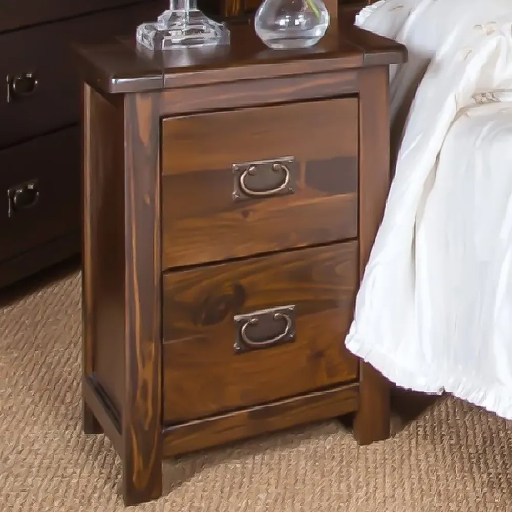 Boston 2 Drawer Petite Bedside Table - Brown, Dark Lacquer image