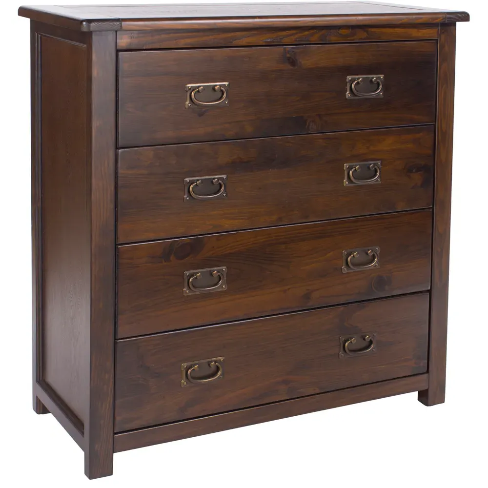Boston 4 Drawer Chest of Drawers - Brown, Dark Lacquer