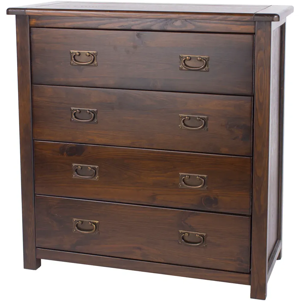 Boston 4 Drawer Chest of Drawers - Brown, Dark Lacquer