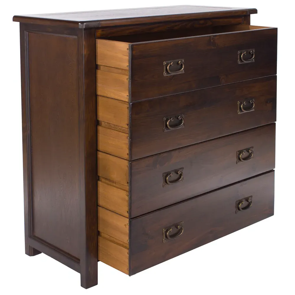 Boston 4 Drawer Chest of Drawers - Brown, Dark Lacquer
