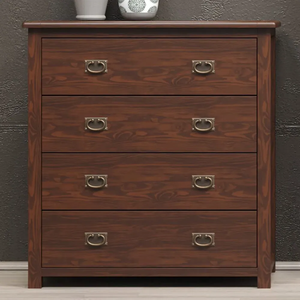 Boston 4 Drawer Chest of Drawers - Brown, Dark Lacquer