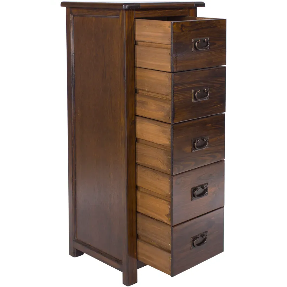 Boston 5 Drawer Narrow Chest of Drawers - Brown, Wood