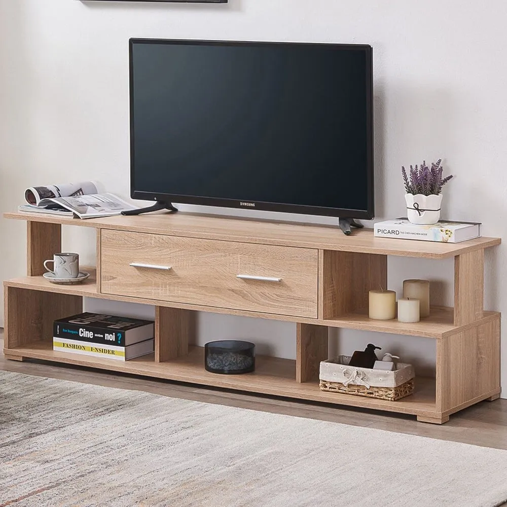 Boston Collection 2 Drawer 5 Shelf TV Unit - Brown, Sonoma Oak