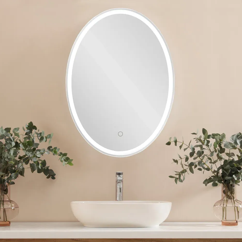 Boston Oval LED Mirror - Silver