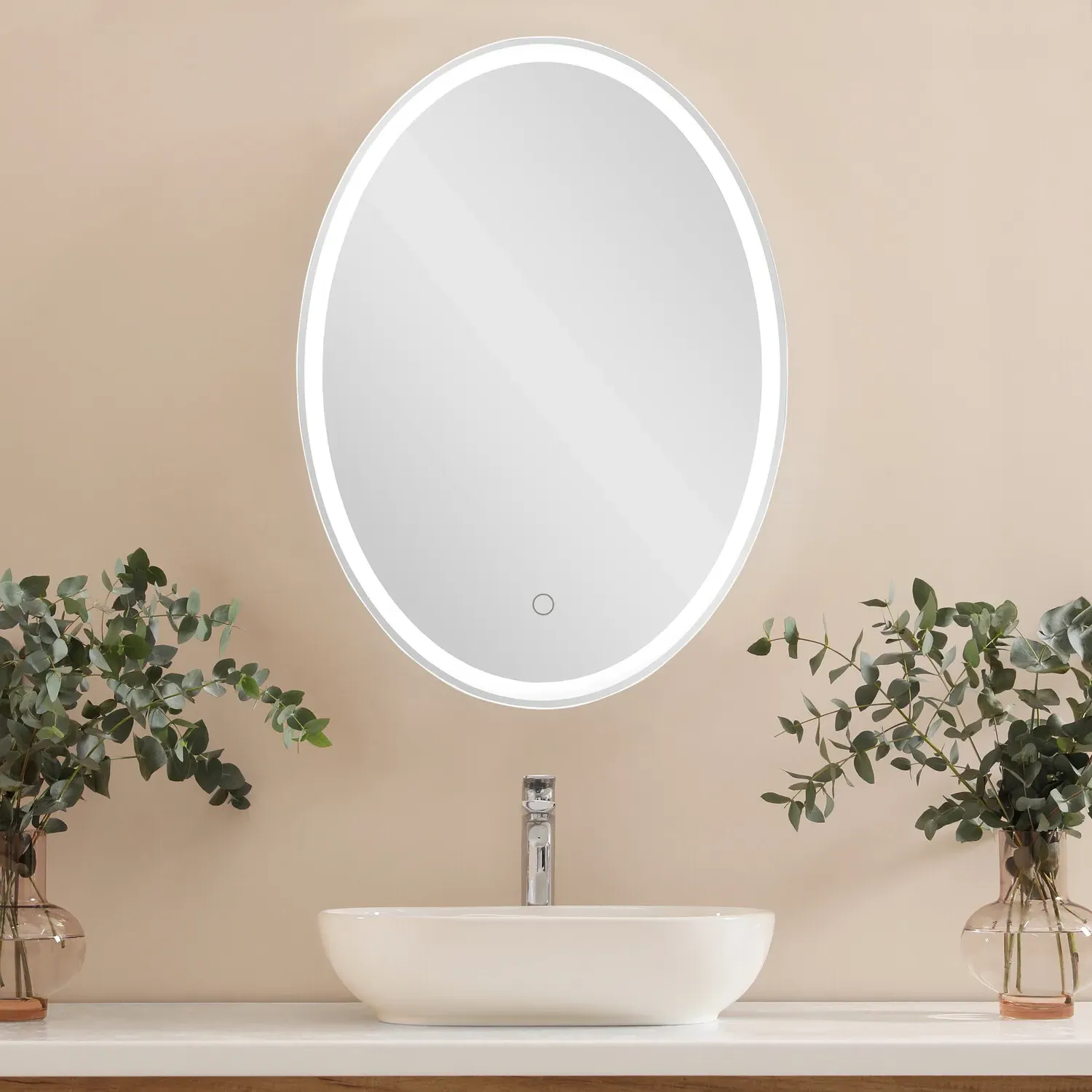 Boston Oval LED Mirror - Silver image