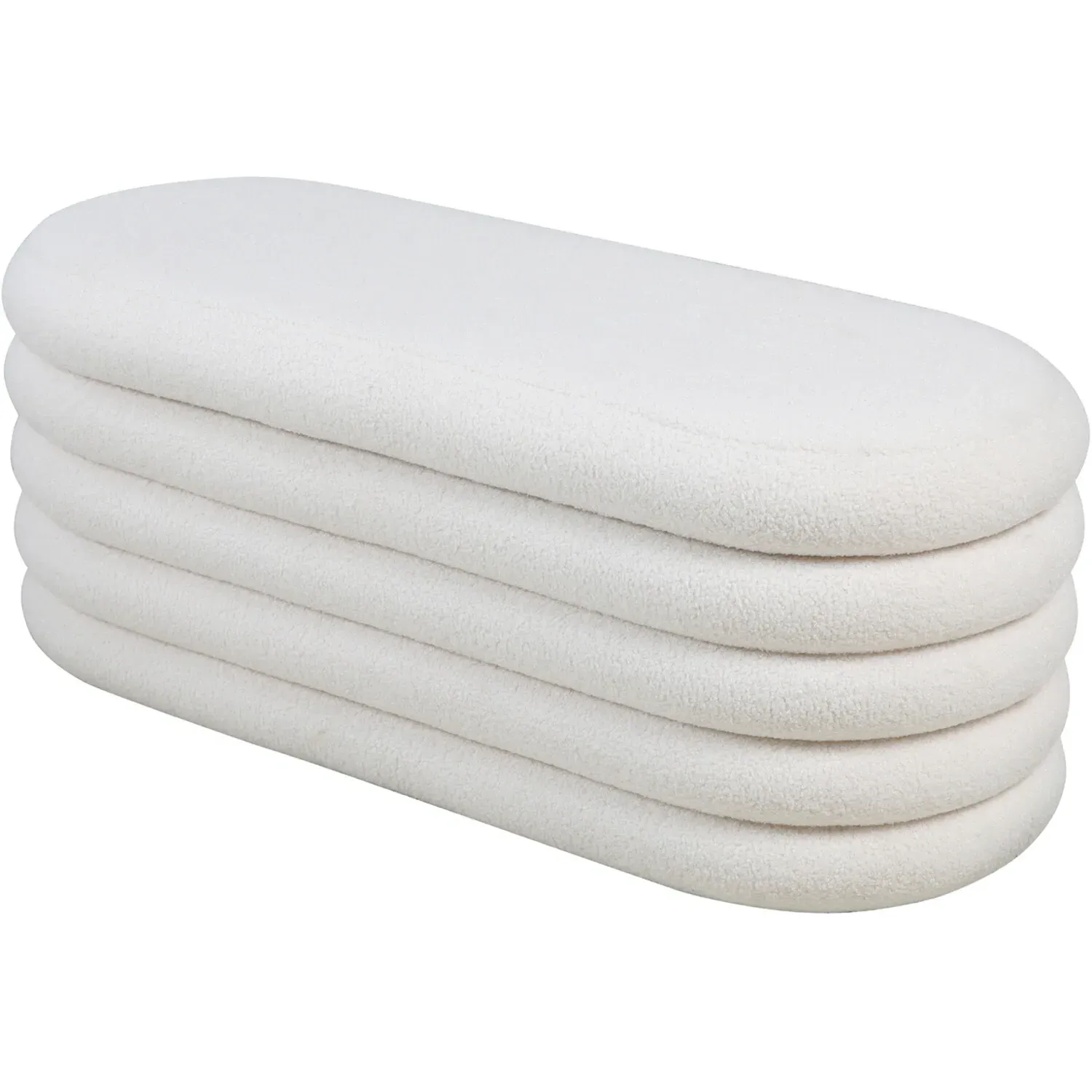 Boucle Storage Ottoman - Cream