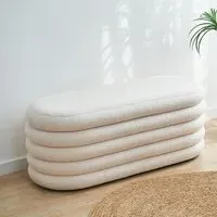 Boucle Storage Ottoman - Cream