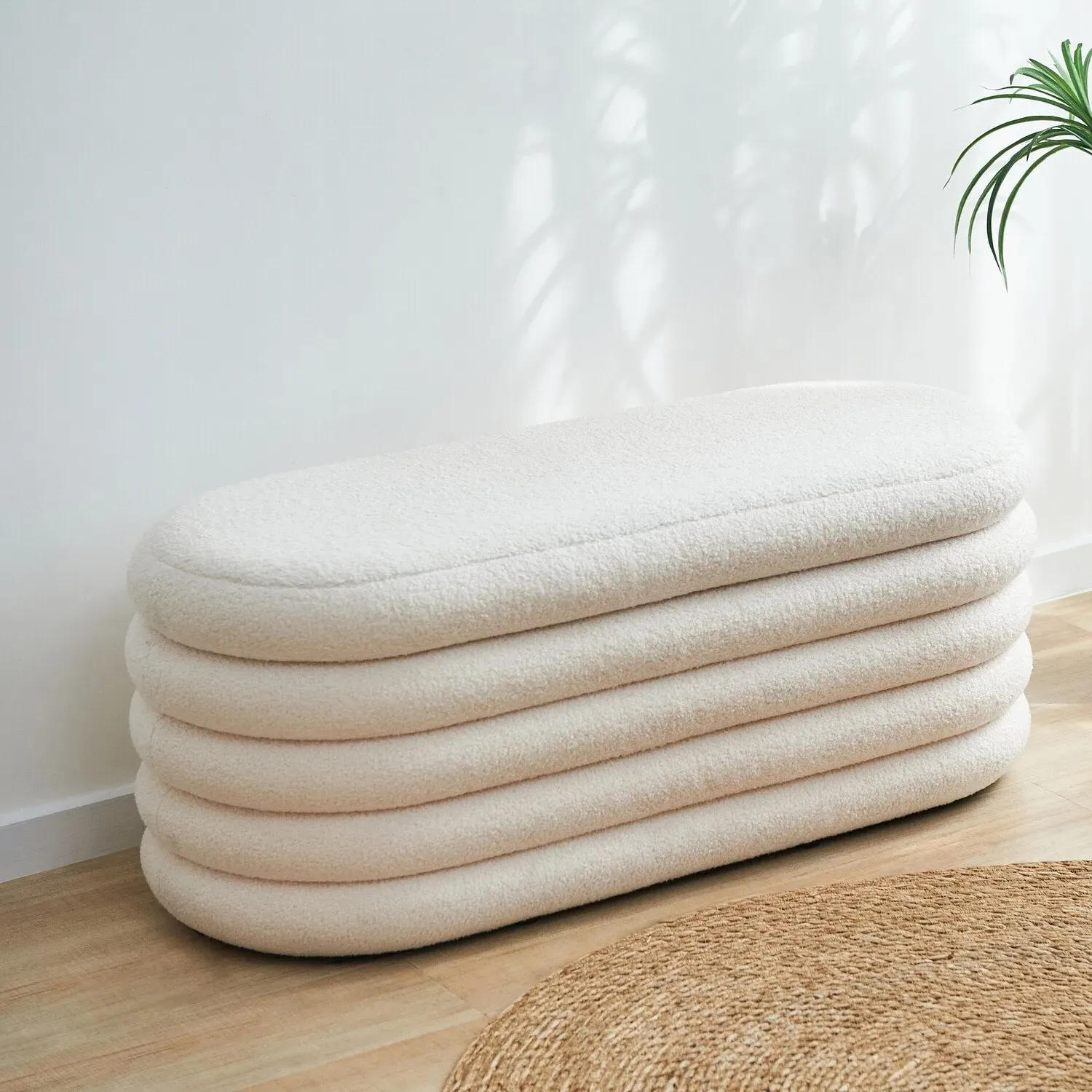 Boucle Storage Ottoman - Cream image