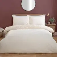 Bow Double Duvet Set - Ivory, Faux Fur