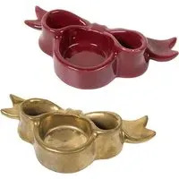 Bow Tealight Holder - Red, Gold