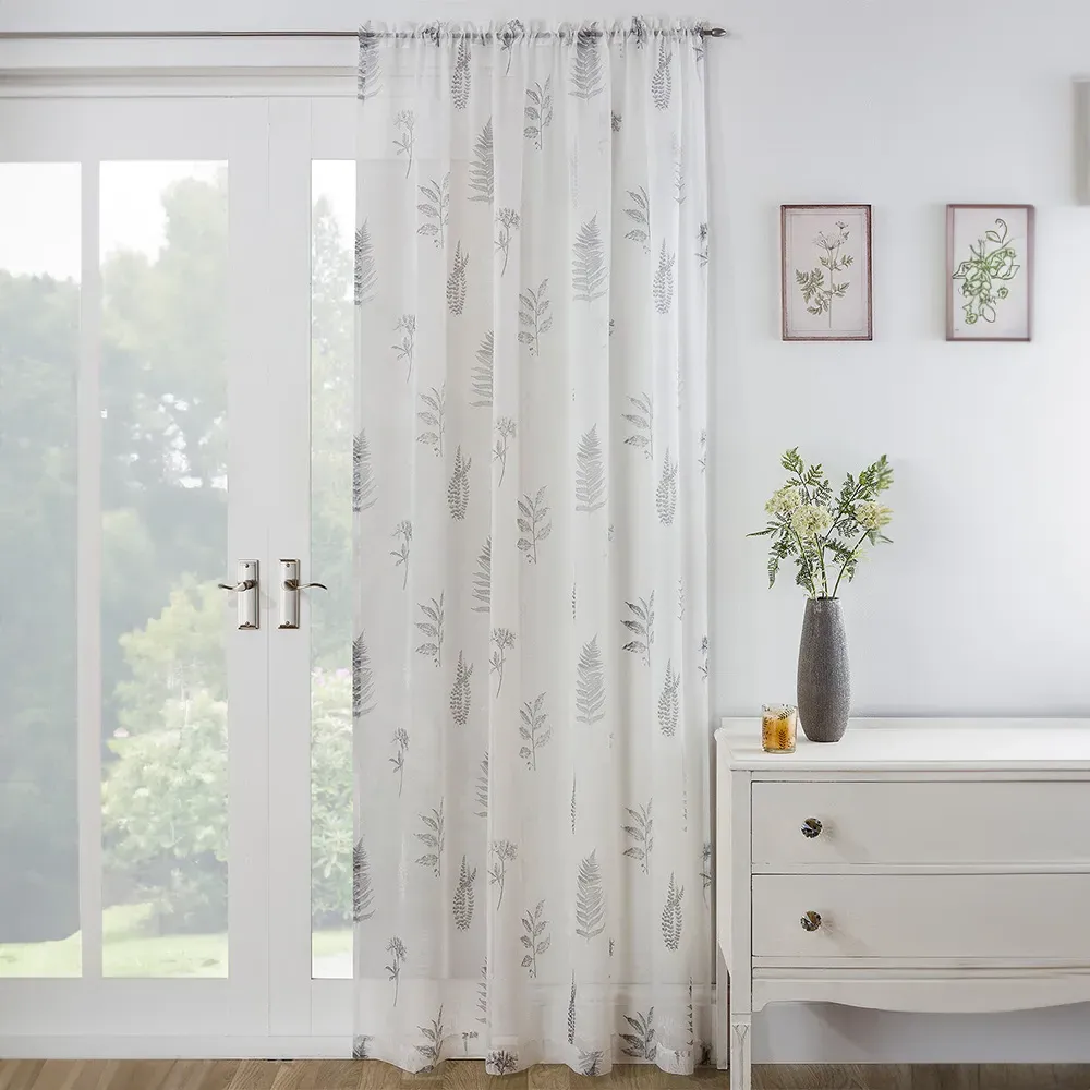 Bracken Panel Voile Curtain - Grey