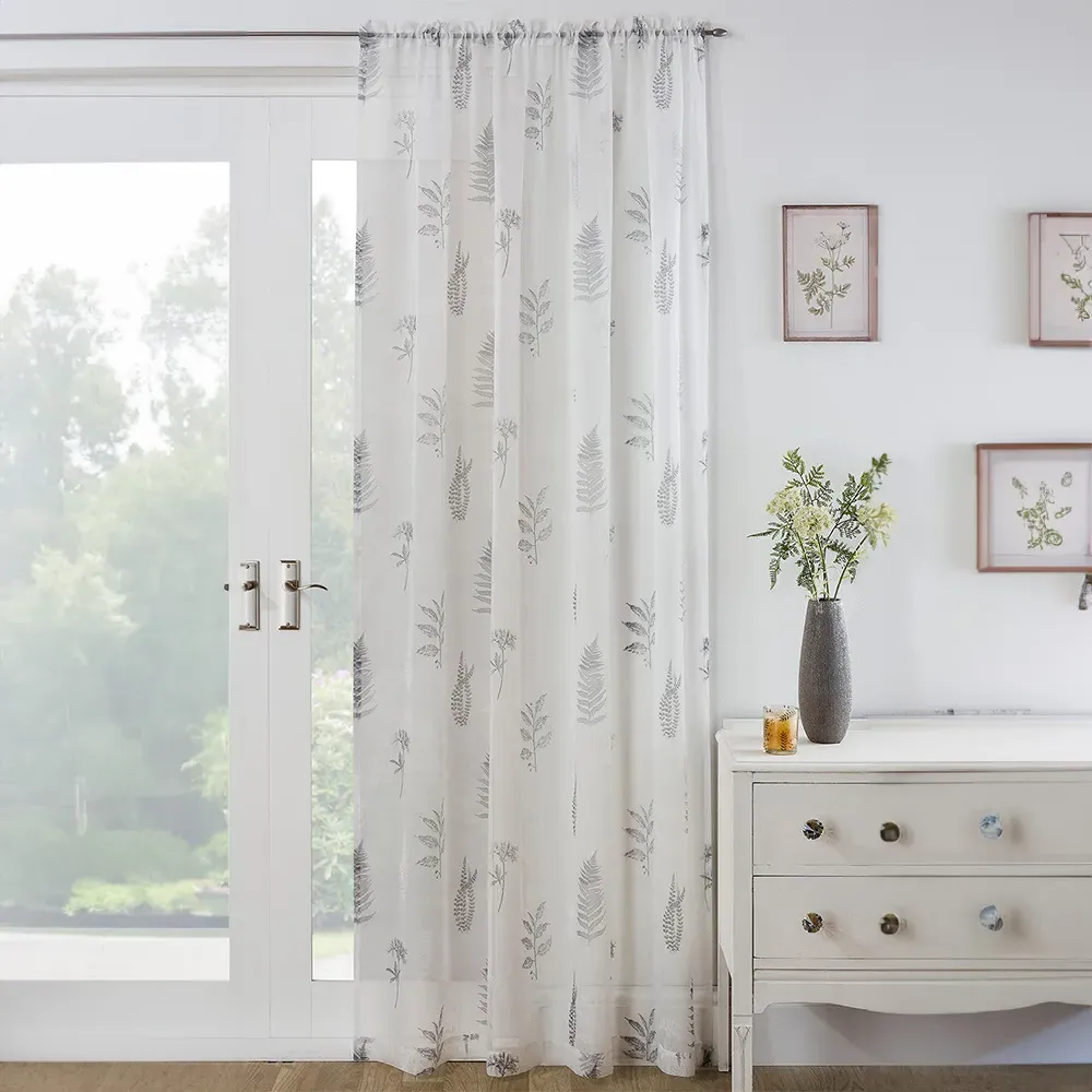 Bracken Panel Voile Curtain - Grey