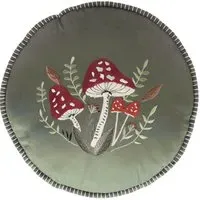 Briar Round Embroidered Cushion - Green